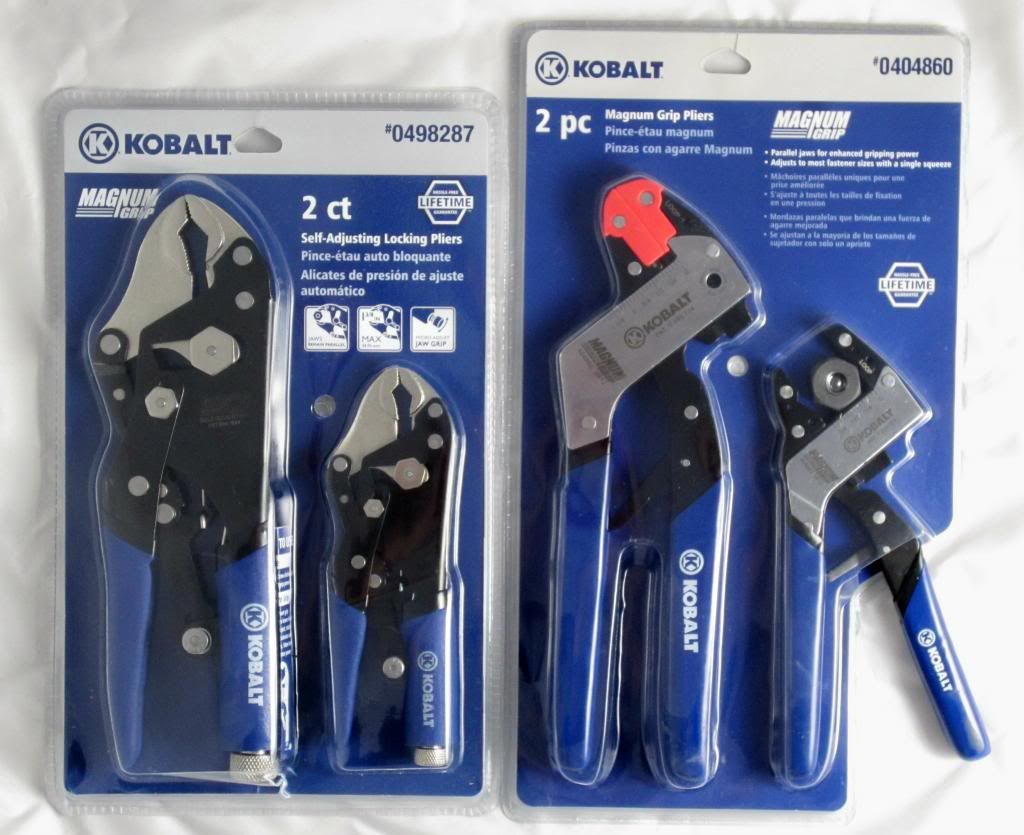4 piece KOBALT MAGNUM GRIP Self Adjusting LOCKING & SLIP PLIERS SETS