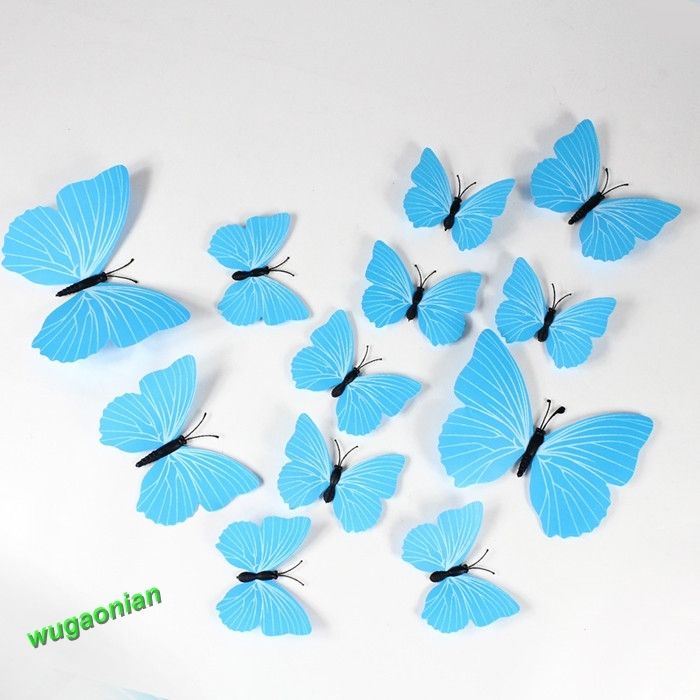 12pcs 3D PVC Butterflies DIY Butterfly Art Decal Home Decor Wall Mural