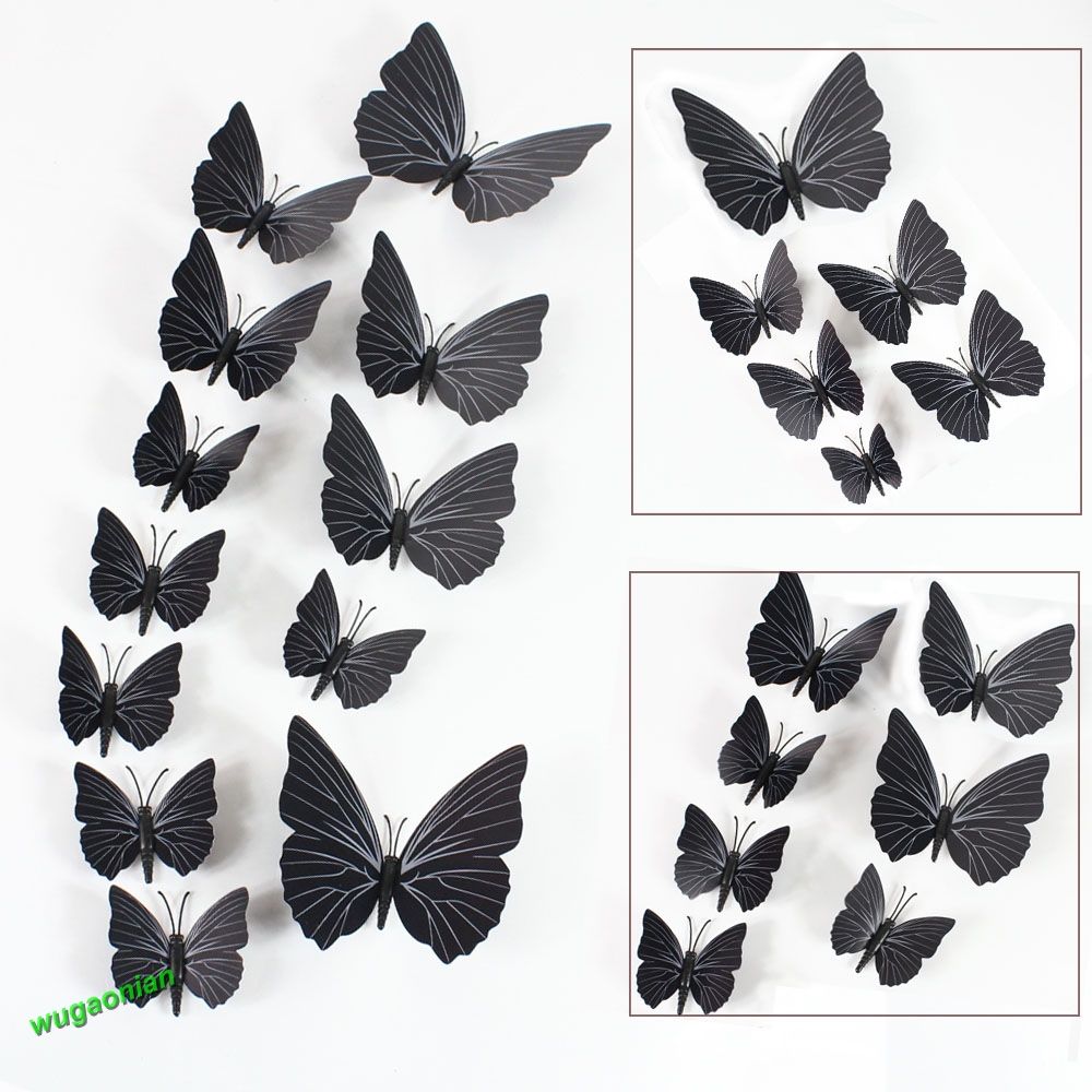 12pcs 3D PVC Butterflies DIY Butterfly Art Decal Home Decor Wall Mural Stickers eBay