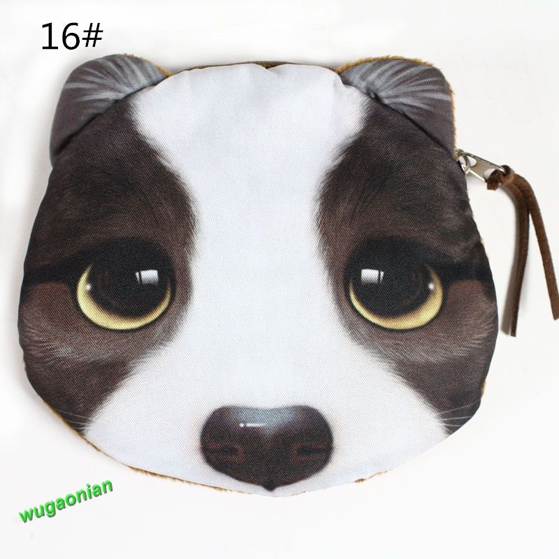 New Kids Cute Cat Dog Face Zipper Case Coin Womens Purse Wallet Makeup