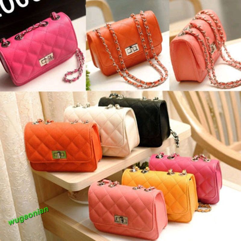 Fashion Korean Style Lady Quilted Leather Chain Crossbody Shoulder Bag