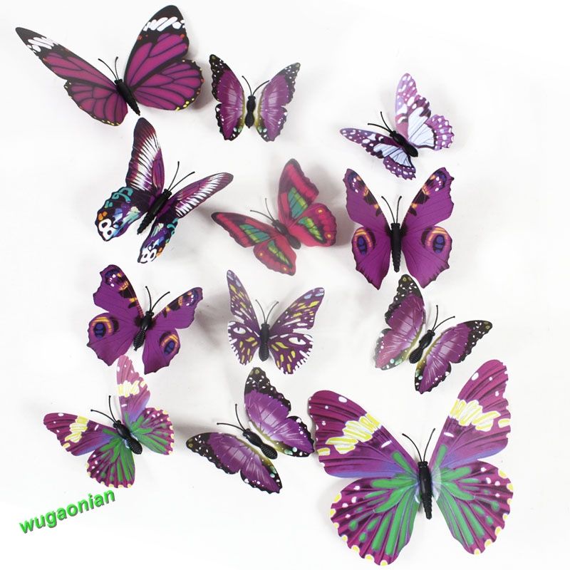 12pcs 3D PVC Butterflies DIY Butterfly Art Decal Home Decor Wall Mural Stickers eBay