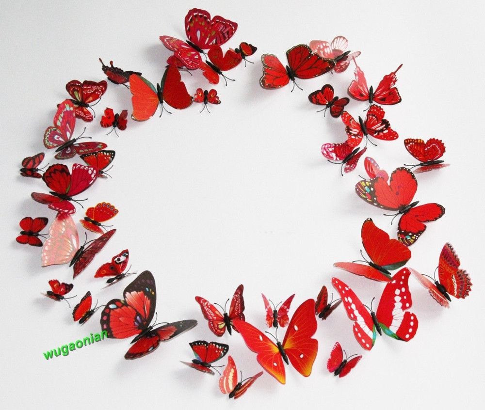 12pcs 3D PVC Butterflies DIY Butterfly Art Decal Home Decor Wall Mural Stickers eBay