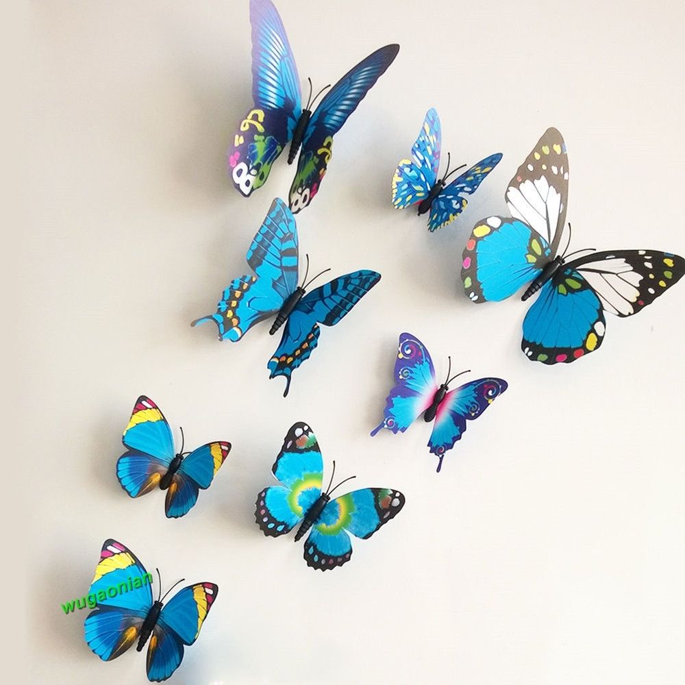 12pcs 3D PVC Butterflies DIY Butterfly Art Decal Home Decor Wall Mural