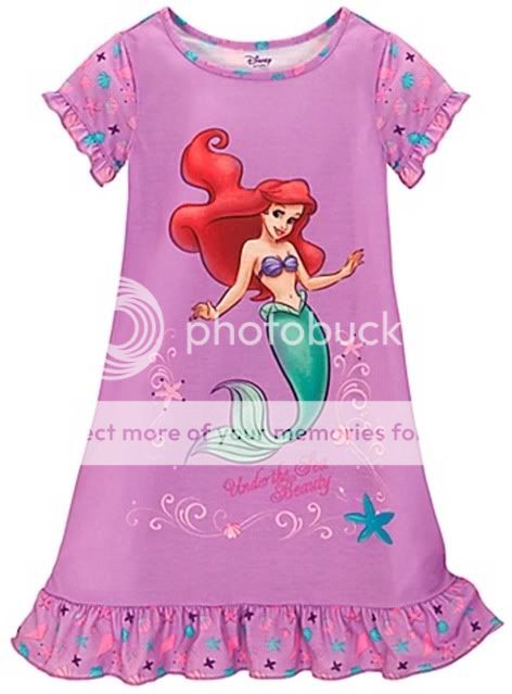 Disney Princess Ariel Little Mermaid Nightgown Pajamas Size 5/6  