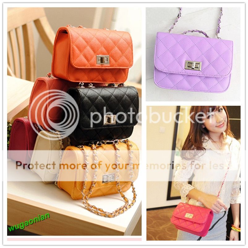 Fashion Korean Style Lady Quilted Leather Chain Crossbody Shoulder Bag ...